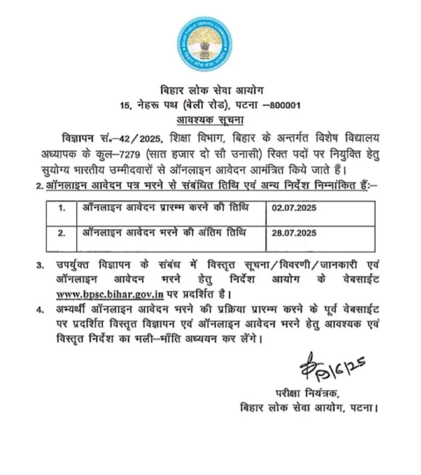 Bihar Special School Teacher Vacancy 2025