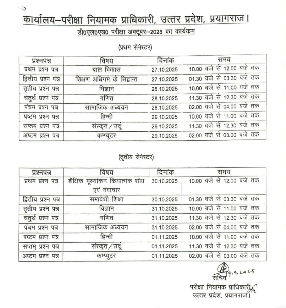 Deled 3rd Semester Exam 2025